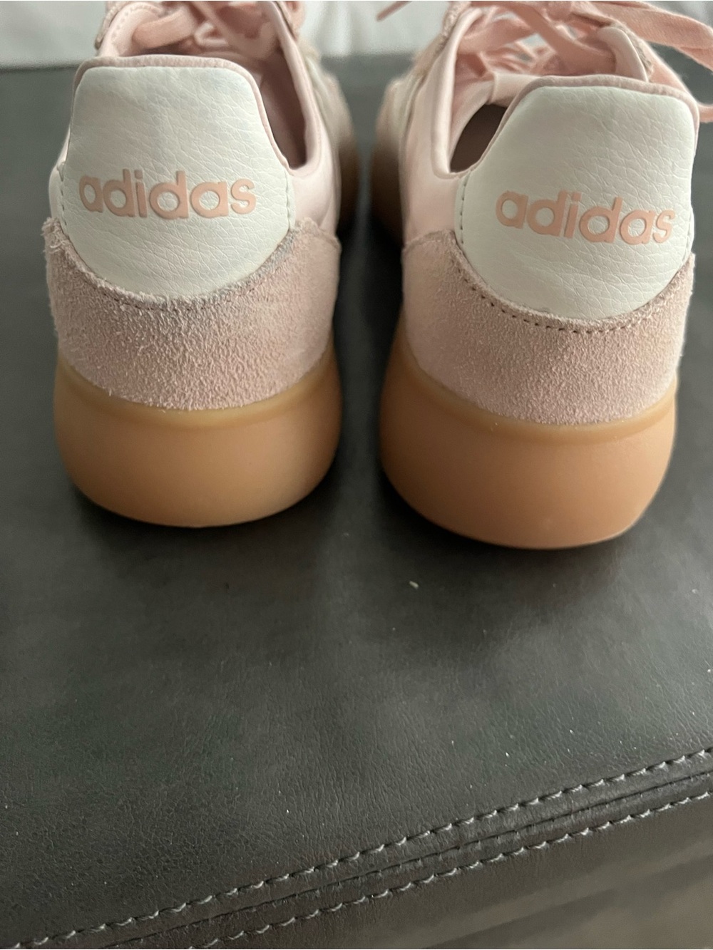 Adidas Pale Pink and White 3-Stripe Sneakers - Picture 3 of 5